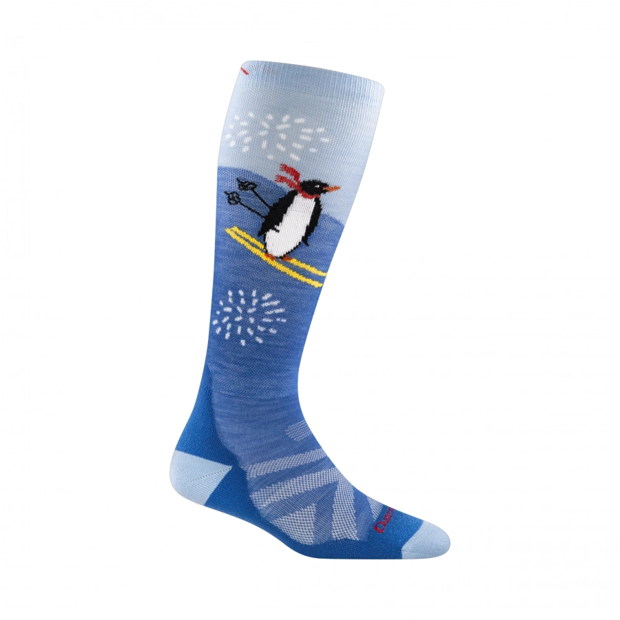 Niebieskie dziecięce skarpety Darn Tough Penguin Peak Stellar z motywem pingwina