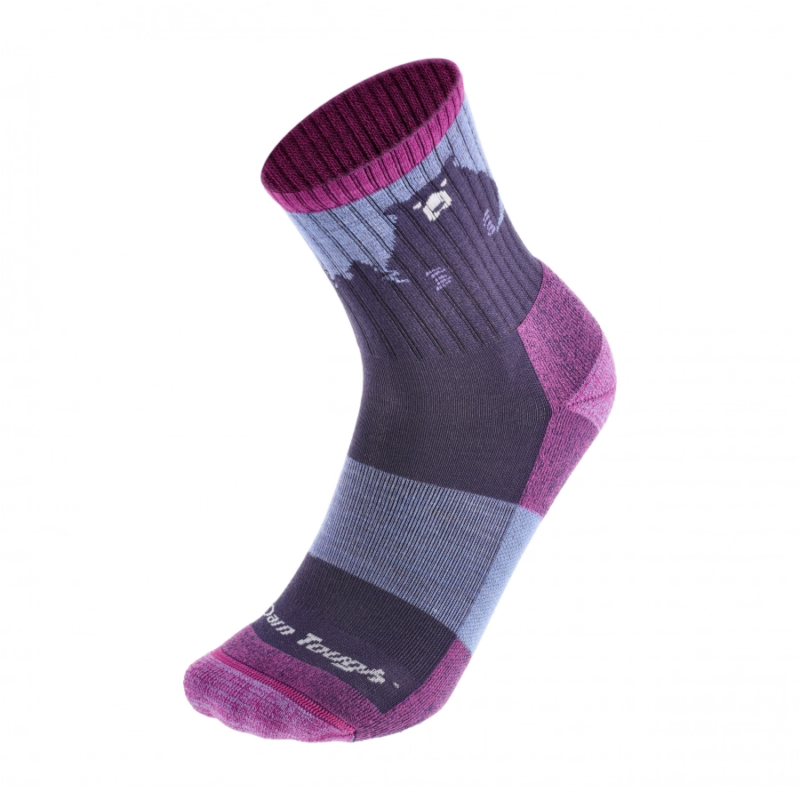 Fioletowe damskie skarpety Darn Tough Bear Town Purple z motywem niedźwiedzia