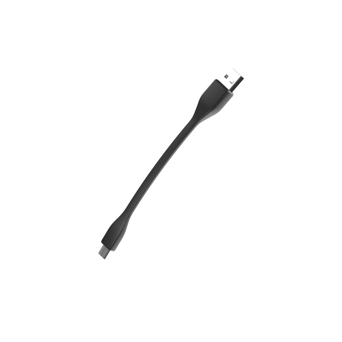Elastyczny przewód Nitecore USB.FS USB-A do micro-USB, ukośnie ułożony czarny przewód z obiema końcówkami