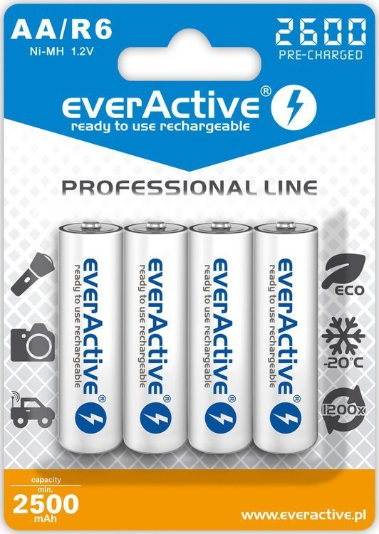 everActive AA 2600 mAh — 4 akumulatory NiMH — widok produktu