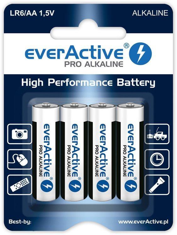 everActive Pro Alkaline AA LR6 — 4 baterie 1,5 V — widok produktu
