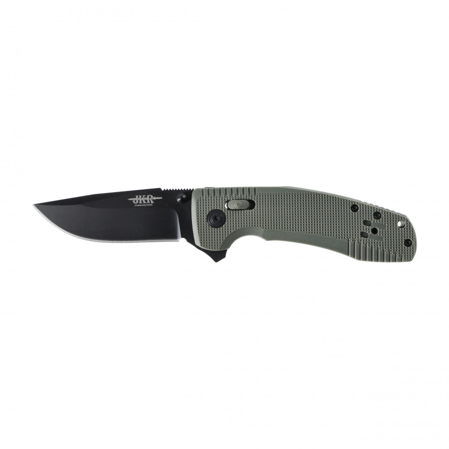 Oliwkowo-brązowy nóż składany Joker JKR0937 z ciemną głownią Drop Point