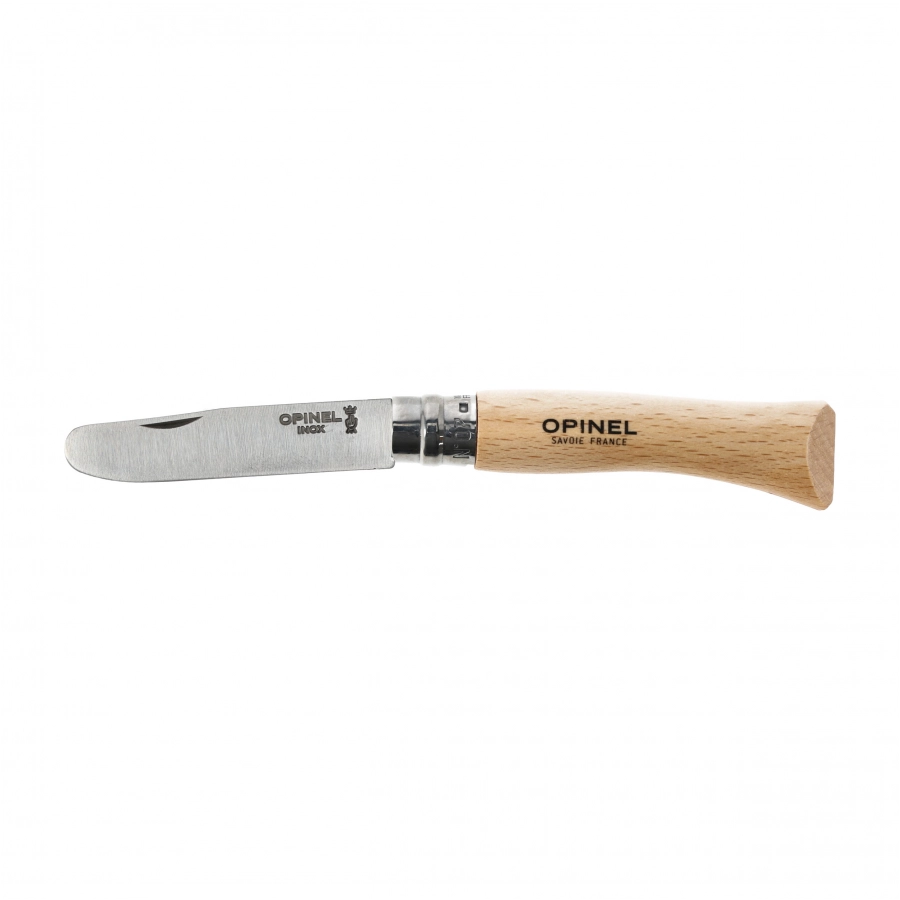 Nóż składany Opinel My First No.7 z drewnianą rękojeścią i zaokrąglonym czubkiem