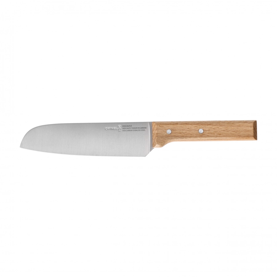 Nóż kuchenny Opinel Parallele Santoku 119 z głownią 170 mm i bukową rękojeścią