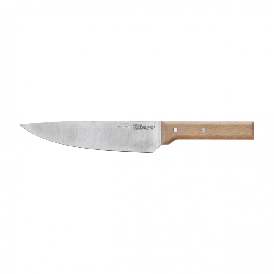 Nóż szefa kuchni Opinel Parallele Chef’s 118 z ostrzem 200 mm i rękojeścią z buku