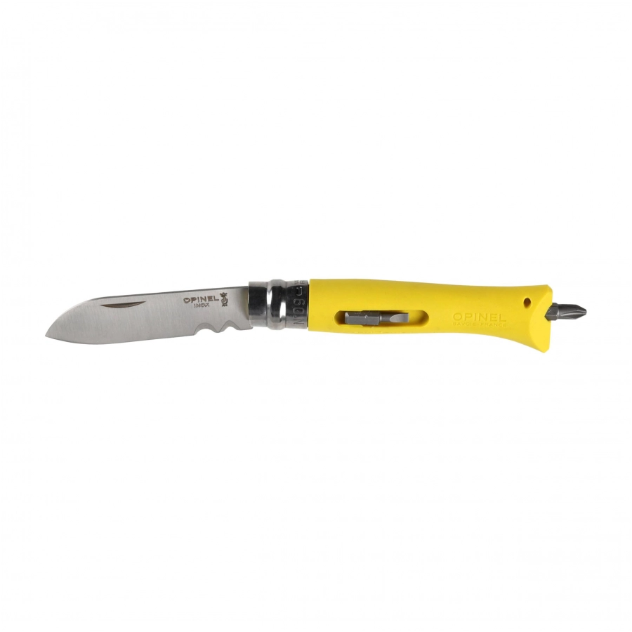 Żółty nóż składany Opinel DIY z bitami w rękojeści