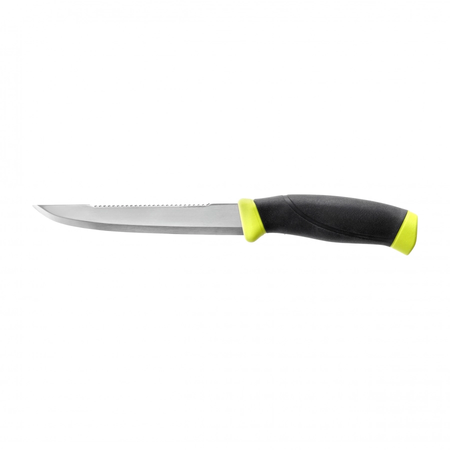 Nóż Morakniv Fishing Comfort Scaler 150 z ząbkowanym grzbietem i gumową rękojeścią