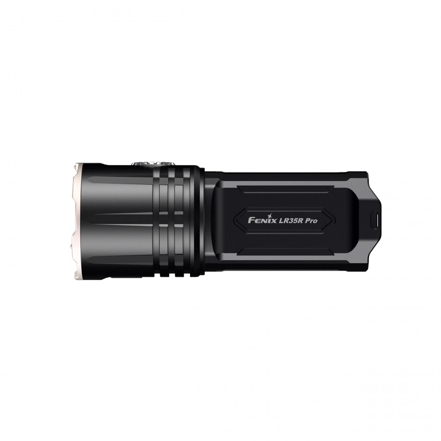 Czarna latarka Fenix LR35R PRO z głowicą o średnicy 55 mm