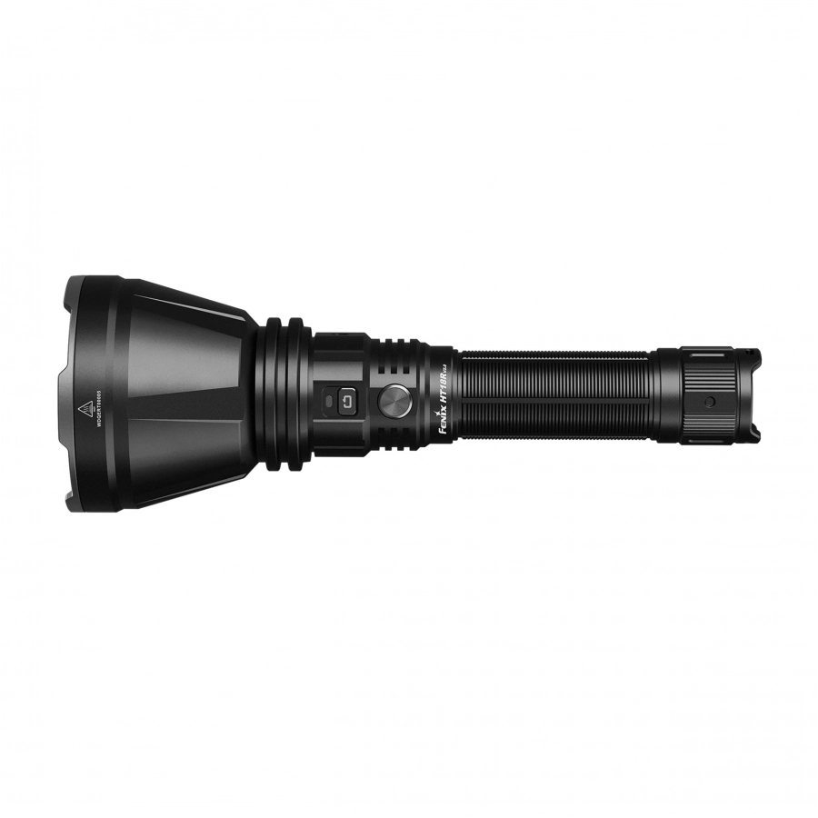 Czarna latarka Fenix HT18R V2.0 z głowicą o średnicy 68 mm