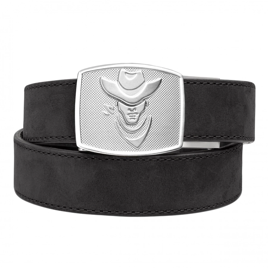 Czarny skórzany pas Kore Essentials Cowboy Buckle z klamrą