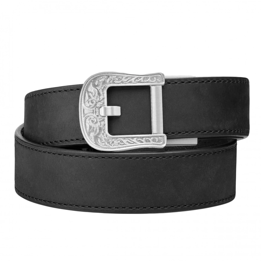 Czarny skórzany pas Kore Essentials Rodeo Buckle z klamrą