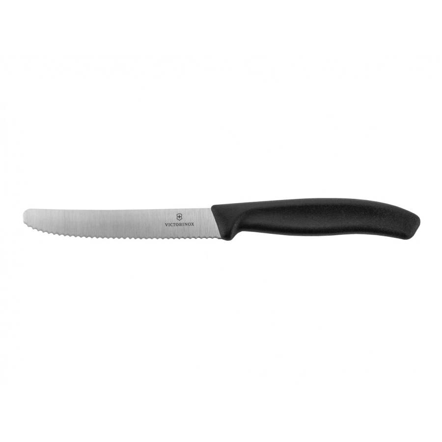Czarny nóż Victorinox Swiss Classic 6.7833 z ząbkowanym ostrzem i zaokrąglonym czubkiem
