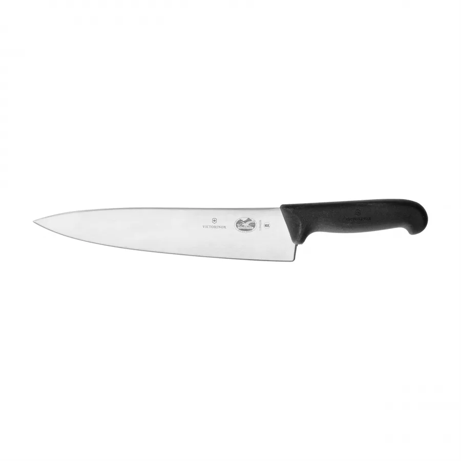 Nóż kuchenny Victorinox Fibrox 5.2003.25 z czarną rękojeścią z tworzywa i głownią 250 mm