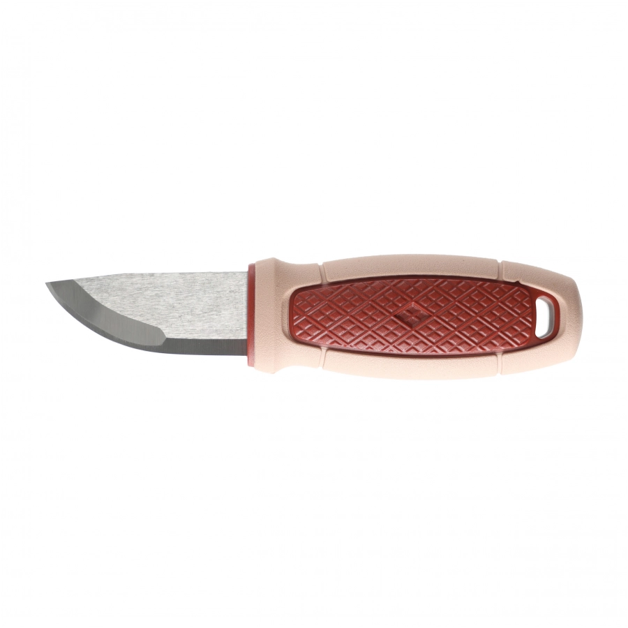 Morakniv Eldris COTY 2026 z beżowo-czerwoną rękojeścią i krótką głownią